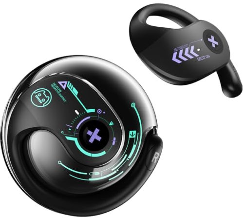ZOMBIES CAT Open Ear Kopfhörer, Kopfhörer Kabellos Bluetooth 5.3 kopfhörer mit Mikrofon für klare Anrufe, spezielles Umhängeband, IPX5, wasserdichte Kopfhörer für Sporttraining, B7 Schwarz