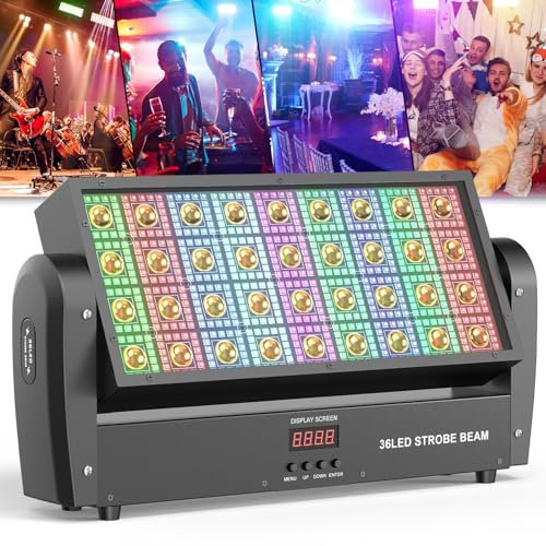 220W 36 LED Pivotant Stroboscope Jeu de Lumiere Soiree DJ, Osusuent 648 RGB Lumiere Ambiance Matériel D'éclairage de Scène Lumiere Disco dmx Contrôle Professionnel pour Fête Bars Mariages, 1 pièce