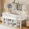 Gegtuon Etagenbett Kinderbett 90x200 cm, Bett aus Holz mit Stauraum Bücherregal und Leiter, Hochbett Bettrahmen mit Lattenrost und Rausfallschutz, Hausbett für Jungen Mädchen, ohne Matratze (Weiß)