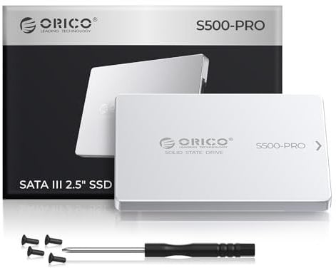 ORICO 4TB SATA SSD 2.5 Inch Internal Solid State Drive with Aluminum Alloy Shell, Read Speed up to 500MB/s, SATA III 6Gbps for Desktop Laptop NAS DIY External Drive - S500PRO