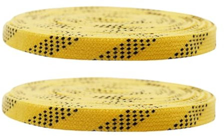 Qianly 1 Paar Eishockey Skate Schnürsenkel, Schlittschuh Schnürsenkel, Flach Gewachst, 1 cm Breit, Rollschuh Schnürsenkel, Schnürsenkel für, Gelb, 274cm