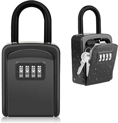 APKOL Schlüsseltresor mit Bügel Wetterfest, Schlüsselsafe 4 Stellig, Schlüsselkasten Schlüsselbox mit Code, Kombination Schlüsselsafe mit Zahlencode für Zuhause, Garage, Schule