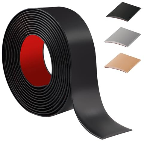 400cm übergangsprofil selbstklebend，Flexibel übergangsleiste selbstklebend PVC für Küche/Wohnzimmer/Bad,Türschwellen leiste zum Verbinden von Bodenfugen/Fliesen/Laminat/Teppich（5cm，Schwarz）