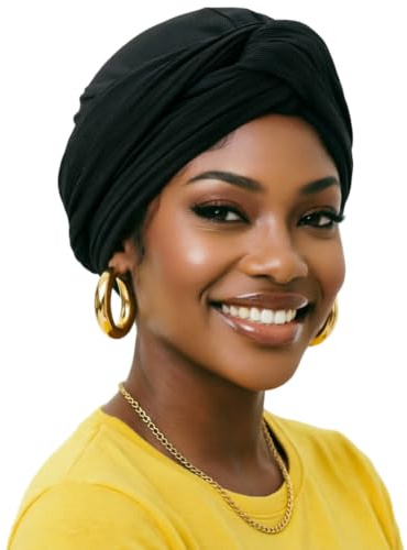 DRESHOW Hair Wrap para Mujeres Acanalado Suave Turbante Stretch Jersey Cabeza Bufanda Transpirable Ligero Turbante Color Sólido