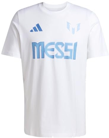 adidas Messi T-Shirt (DE/NL/SE/PL, Alphanumerisch, L, Regular, Regular, White)