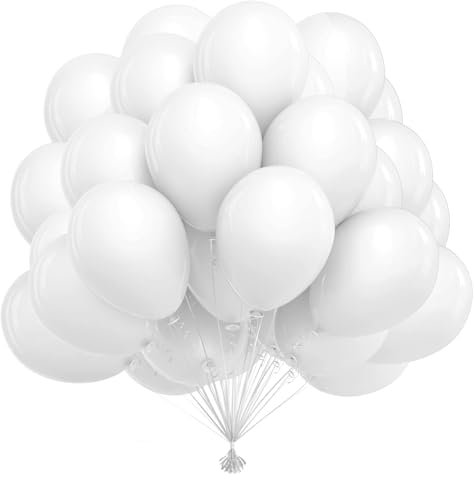 Luftballons Weiß 50 Stück,10 zoll/25cm Luftballons Weiss,Weiße Latex Ballons,Luftballons Hochzeit,Weiße luftballons für Deko Geburtstag,Deko Hochzeit,Party Deko,Babyparty