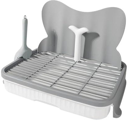 Dualoai Hundetoilette mit Pfanne nach der Ecke für Kaninchen kleine und mittlere Hunde, Grau