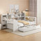 TOBIDOEN Massivholzbett Schlafsofa 90x200 mit große Stauraum und 2 Schubladen, Stauraumbett Funktionsbett mit Schreibtisch, Bücherregalen, Ablagefächern, Regalen, B(Weiß)