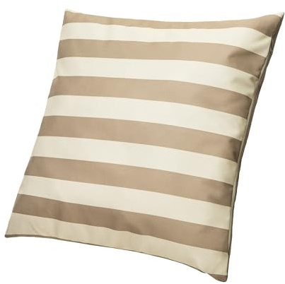 HOBBYGARDEN Deko Kissen Kissenbezug 50x50 - Outdoor Kissen Wetterfest Sofakissen Dekokissen Gartenkissen - Flauschig Sofakissen Dekokissen für Sofa Schlafzimmer - Beige gestreift