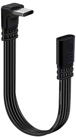 HuaLiSiJi USB C Extension Flat Cable 90 Degree USB C Male to Female Cable Support 480 Mbit/s Data Transmission and PD Charging for Type C Flash Drives, Mobile Phones (Up and Down, 0.5 m)