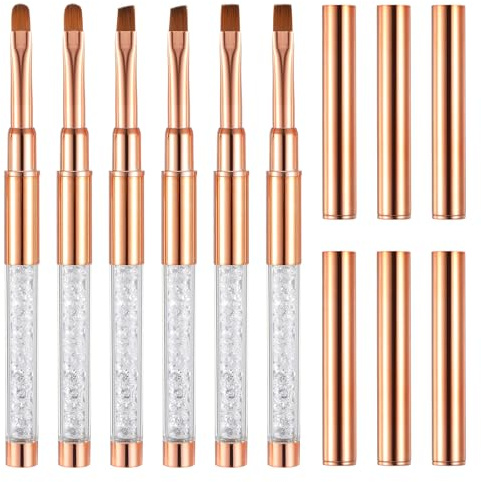 6 Stück Gel Pinsel für Nägel Ovales Gel Nagelpinsel Set Kunstpinsel | Nagelkunst Design Pinsel Reinigungspinsel für Nagelmalerei