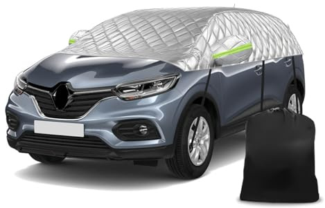 Hageldecke Halbgarage Kompatibel mit Renault Kadjar 2015-2022, Schneeschutz Halbe Autoabdeckung 6 Schichten Verdickte Halbabdeckung wasserdichte mit Winddichtem Gurt Reflexstreifen