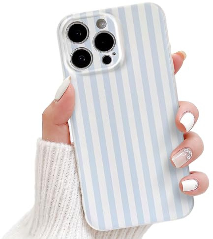 NITITOP for iPhone 12 Pro Max Case Cute Striped Design, Blue | for Women Girls, Aesthetic Vertical Stripe Line Pattern, Soft TPU Shockproof Cover, Full Camera Protection