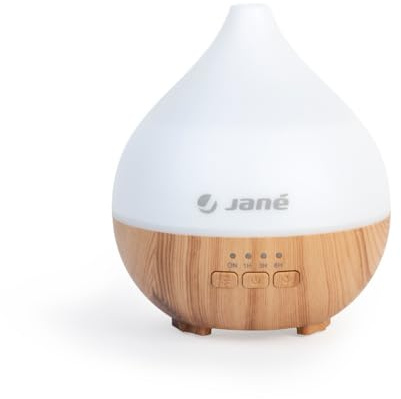 Jané Luftbefeuchter für Babys, extrem leise, Fassungsvermögen 140 ml, 7 LED-Farben, für Duftöle geeignet, Timer, Holz