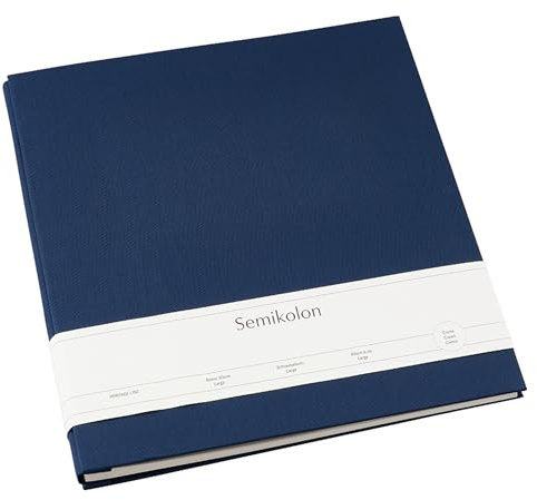 Semikolon 600034 Schraubalbum Large 28 x 31 cm - mit 20 cremeweißen Seiten, erweiterbar - marine dunkel-blau