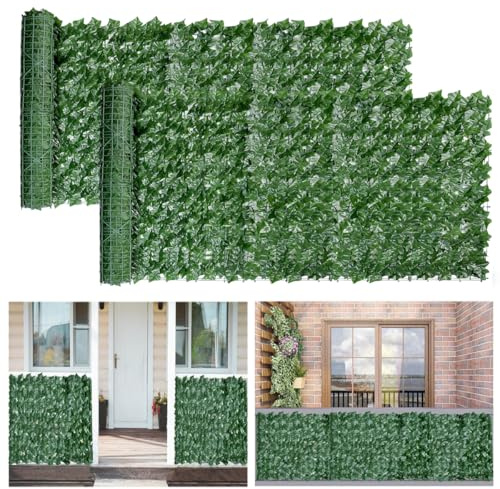 Decorative Artificial Ivy Fence Screening,0.5m x 6m (2pcs-0.5x3m) Garden Fence Faux Leaf Hedge,Privacy Fencing Ivy Screen Panel,Leaf Trellis for Decking Wall Balcony Indoor Outdoor- Sweet-Potato Leaf