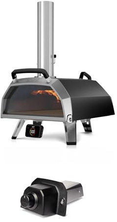 Ooni Karu 2 Pro Multi-Brennstoff Pizzaofen Bundle – Inkl. Gasbrenner, 16 Zoll (40cm) Backfläche, Digitaler Temperatur-Hub & Ooni Connect App, ClearView Glastür, Hybrid-Ofen für Holz, Kohle & Gas