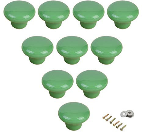 SeeRaphee Ceramic Round Cabinet Handles Drawer Pulls Round Door Knobs for Kid's Room Bedroom Door Cabinet Cupboard Wardrobe Pulls-10 Pack