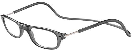 TBOC Lesebrille Lesehilfe für Herren und Damen – Dioptrien +4.00 Graue Fassung Brillen mit Stärke Faltbare Einstellbare Trend Frau Mann Senior Magnetverschluss Clip Alterssichtigkeit Presbyopie