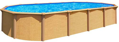 Trigano jardin piscina fuori terra in metallo aspetto legno 5,20 x 3,95 x 1,32 m pi9570
