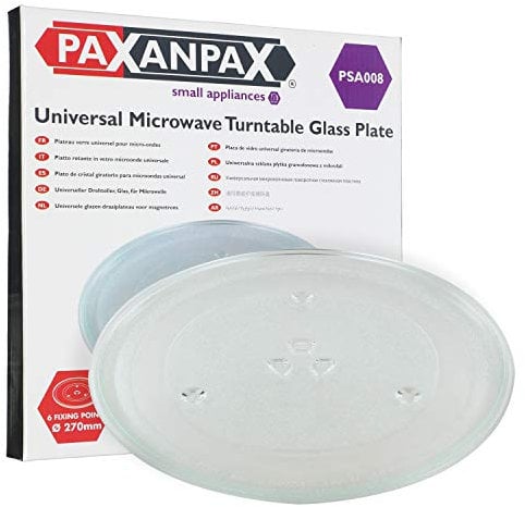 Paxanpax PSA008 Universal Microwave Turntable Glass Plate with 6 Fixers (270mm)