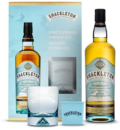Shackleton Blended Malt Scotch Whisky 70cl Gift Pack with Glass and Ice Block | Blended Scotch Whisky | Born Adventurous | 40% vol Blended Scottish Whisky Gift Set | Amazon Exclusive