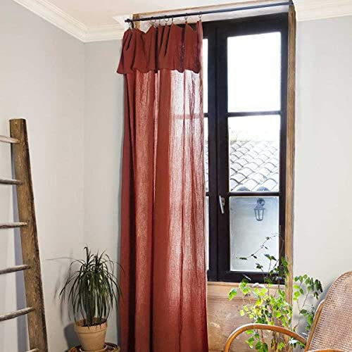 L'effet papillon Rideau Ajustable + 8 Anneaux Pince – Gaze de Coton – 140 x 300 cm – Terracotta – Gaïa
