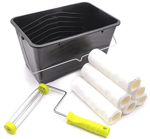 COTTAM Paint Kettle/Scuttle (12) & Paint Roller (9) Decorating Set - for Painting Walls/Ceilings & Wallpaper Paste
