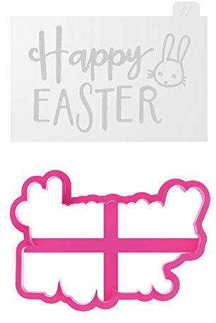 LissieLou Happy Easter Style 2 con coniglietto tagliabiscotti e goffratura Pasqua glassa timbro fondente goffratura - rosa chiaro/trasparente