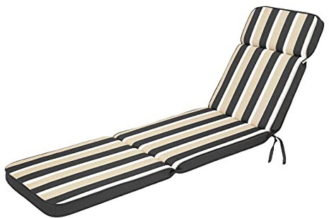 HOBBYGARDEN Kissen für Liegestuhl, Auflagen für Strandkörbe, Polsterauflage für Sonnenliege, Produktabmessung: 191x57x5 cm Relaxliege, Graphit mit beigen Streifen