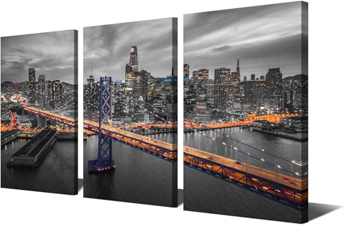San Francisco Skyline Wandkunst Bay Bridge Wanddekoration gerahmt