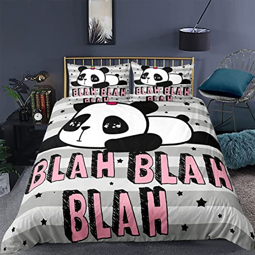 RFFLUX 3D Panda süß Tier Bettwäsche Set 135x200 cm 2teilig mit Reißverschluss Weiche und Angenehme Schlafkomfort Microfaser Bettbezug Kinderbettwäsche mit Kissenbezug 80x80 cm