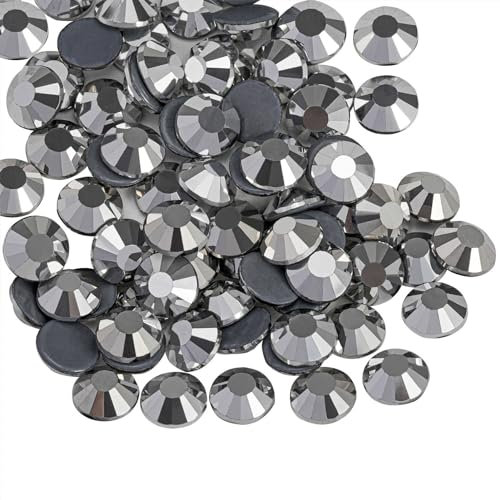 Beadsland Hotfix Strasssteine, 2880 Stück Flache Rückseite Kristall Strasssteine zum Basteln Kleidung Basteln Dekoration, Silber Hämatit, SS10, 2.7-2.9mm