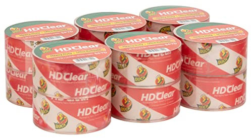 Duck Brand HD transparentes strapazierfähiges Packband Nachfüllband für Umzug, Versand und Versand, 7,6 cm Kern, transparent, 4,8 cm x 54,6 m, 12 Rollen (287733)