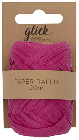 Glick Paper Raffia Ribbon, Suitable for Gift Wrapping and Arts & Crafts, 20 Metres, Hot Pink