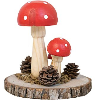 HEITMANN DECO Fliegenpilz auf Baumstamm, Rot/Natur