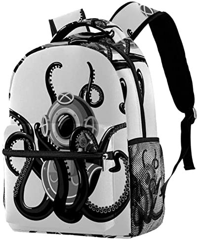 Laptop-Rucksack, verstellbar, strapazierfähig, für Schule, Uni, Reisen, Arbeit, Meeres-Oktopus, Kraken, Mehrfarbig1