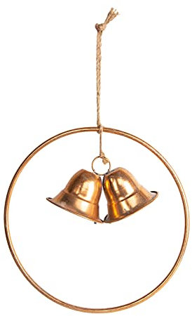 Logbuch-Verlag Türkranz Weihnachten Gold Herbst mit Glocken Ø 38 Metallring Kranz zum Dekorieren