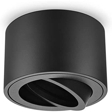URing LED Faretto da Soffitto, Orientabili, Ø80x50mm, Faretti Soffitto in Alluminio, Nero, Faretti Led Soffitto per moduli LED da 50 mm, Rotondo, Nessuna lampadina