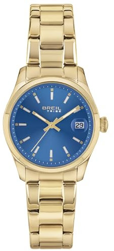 Breil Uhr Damen Classic Elegance Ziffernblatt HELLBLAU Bewegung NUR Zeit Quartz e Bracelet Farbiger Stahl Gold EW0599