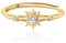 Meissa Bague soleil avec pierre en argent 925 empilable bague solitaire plaqué or bague de fiançailles femme Taille reglable de 44-61.5 (Or)