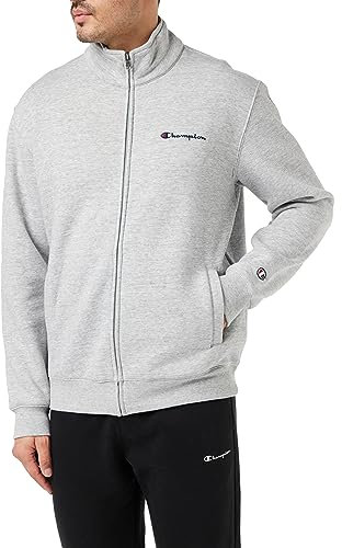 Champion Legacy American Classics - Script Logo Powerblend Fleece High-Neck Full Zip Felpa, Grigio Melange, XL Uomo FW23