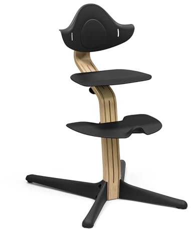 Stokke Nomi Stuhl, Eiche/Black - Inspiriert zu aktivem Sitzen - Ohne Werkzeug stufenlos verstellbar - Inklusive Fußstütze und kippsicheren Rädern - Bis 150 kg belastbar