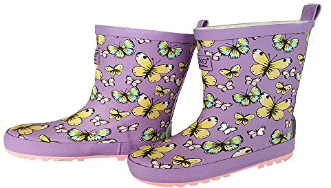 maximo Mädchen Kindergummistiefel, Regenstiefel, lavendel, Schmetterlinge, Jerseyfutter, Reflex 3M, Naturgummi (eu_footwear_size_system, little_kid, numeric, medium, numeric_30)