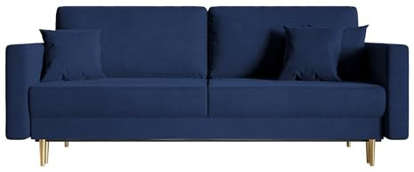 Selsey Valico- Schlafsofa für 3 Personen mit Schlaffunktion, 230 cm, Blau Velvet