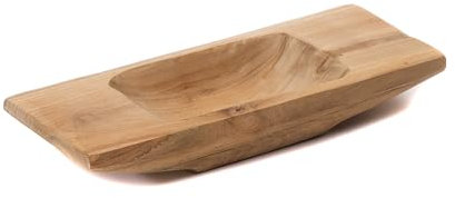 CREEDWOOD Teak Holz Schale Barco 30 | Teakholz, 30 cm | Naturholzschale, Teakschale, Wurzelholzschale, Holz Tablett, längliche Holzschale, Teakholztablett