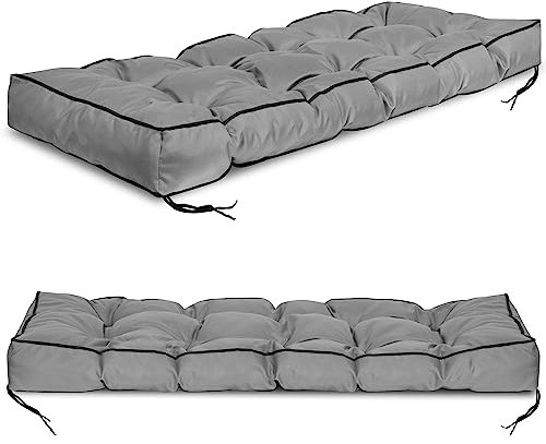 EDANTI Palettenkissen Wasserdichtes Kissen für Europaletten Palettensofa Palettenmöbel Balkon Gartenschaukel Terrasse Grau 120x40cm