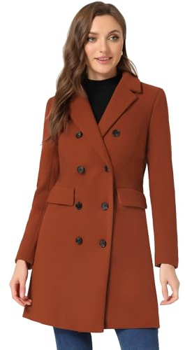 Allegra K Tranchée-manteau à revers croisé pour femmes Costume d'Halloween Rouge marron S