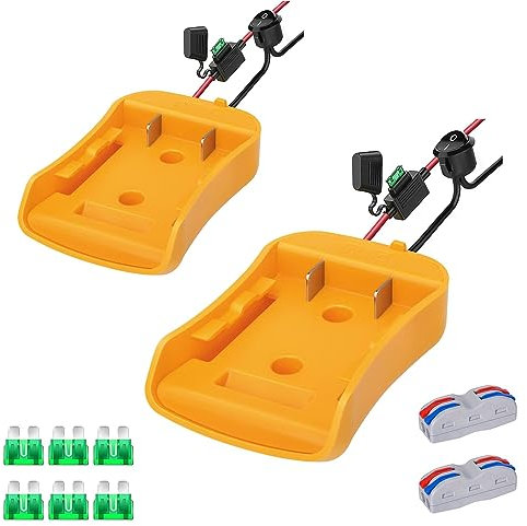 Power Wheel Adapter for Dewalt 20V/60V Battery with Fuse & Switch, Dewalt Battery Adapter with 3Pcs 30A Fuse, 14AWG Wire, DIY Use for RC Toys, Robotics and Truck (2 pack)