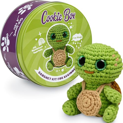 Cookie Box Häkeln-Kit für Anfänger - Lerne, Amigurumi Plüschtiere zu Häkeln - Geschenk für Kinder (ab 12) & Erwachsene - Anfängerfreundliches Garn mit Video-Tutorial - Hugo